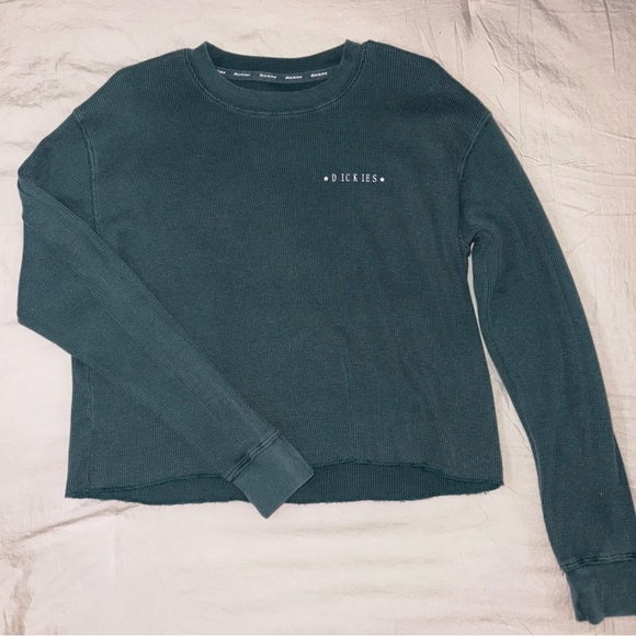Dickies waffle knit Women's Green cropped Long Sleeve Top - Picture 1 of 5